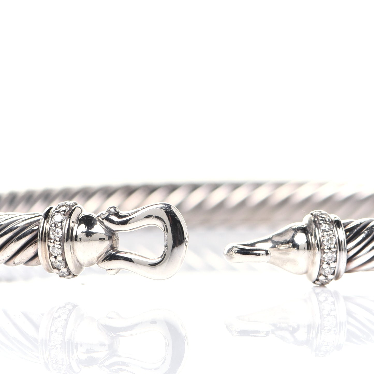 Sterling Silver Diamond 5mm Cable Buckle Bracelet
