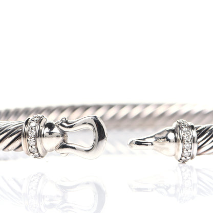 David Yurman Sterling Silver Diamond 5mm Cable Buckle Bracelet 4 of 5