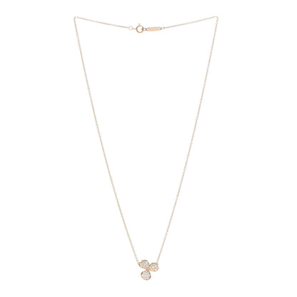 Tiffany 18K Rose Gold Diamond Paper Flowers Pave Pendant Necklace 3 of 4