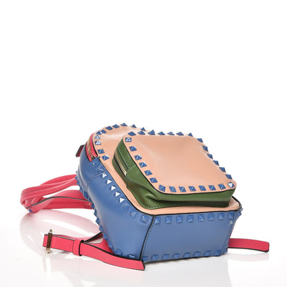 Valentino Garavani Calfskin Colorblock Mini Rockstud Backpack Skin Sorbet Indaco Green Deep Fuxia 4 of 8