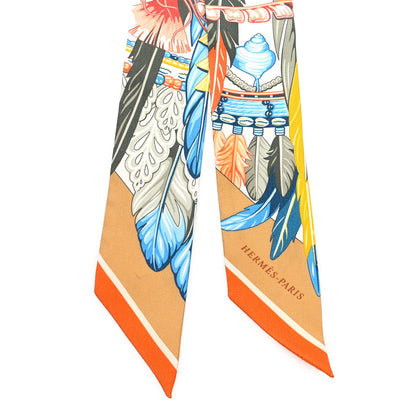 Hermes Silk La Danse Pacifique Twilly Jaune D'Or Kaki Orange 2 of 5