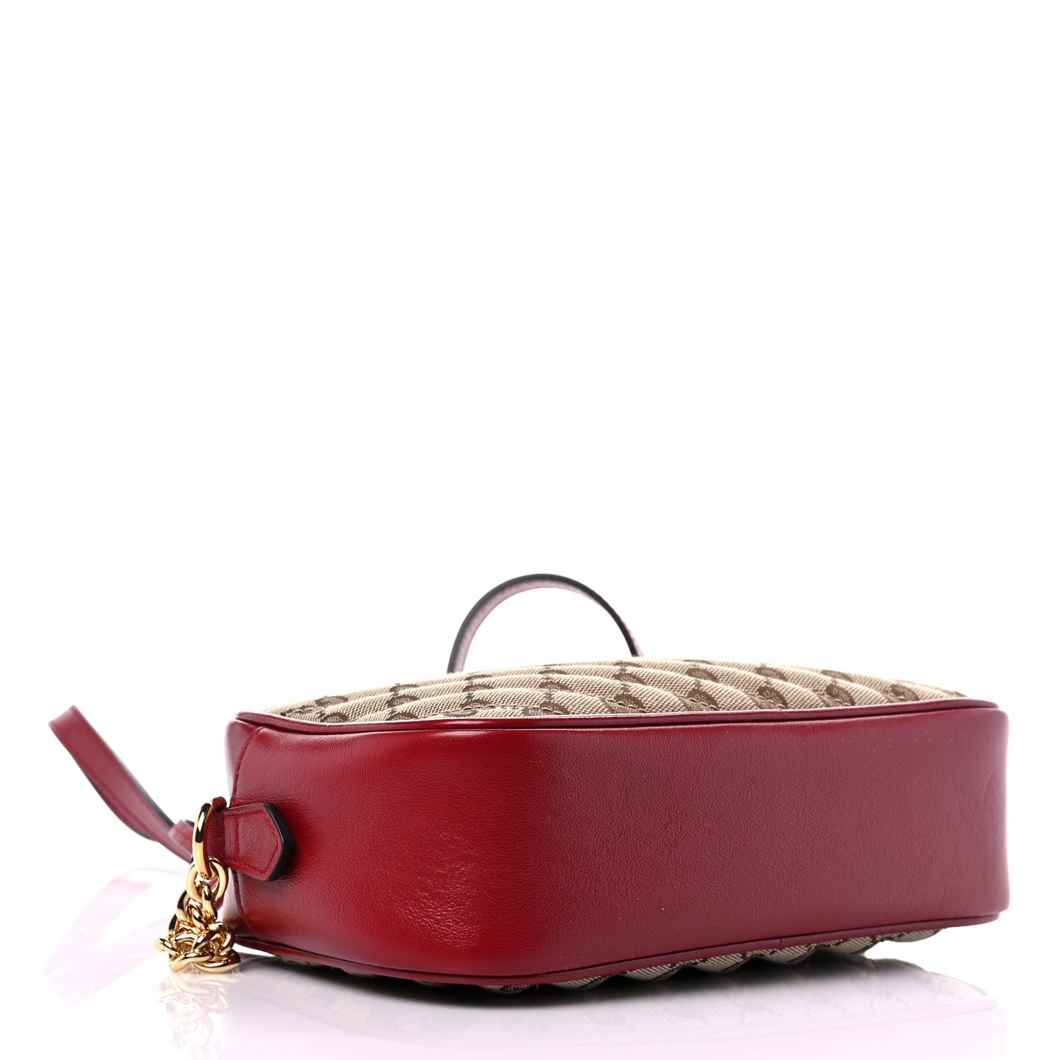 Gucci Monogram Azalea Calfskin Matelasse Diagonal Small GG Marmont Chain Shoulder Bag Beige Ebony New Cherry Red 4 of 10