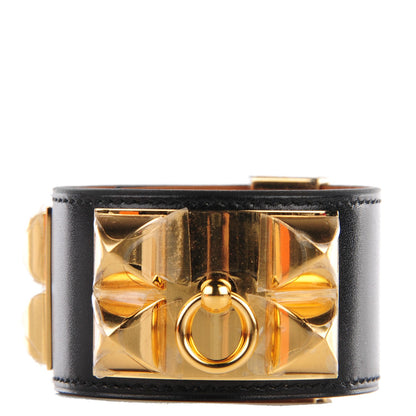 Hermes Box Calfskin Collier de Chien CDC Bracelet S Black 1 of 9