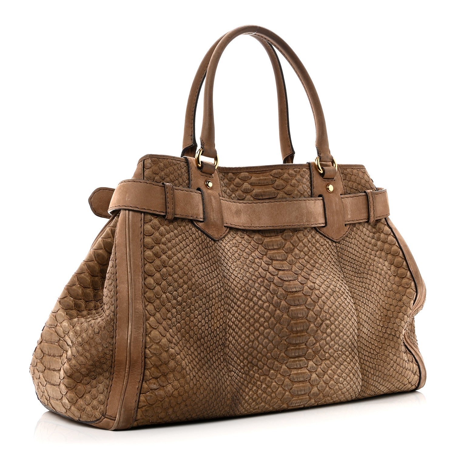 Gucci Snakeskin Large GG Running Tote Brown 2 of 9