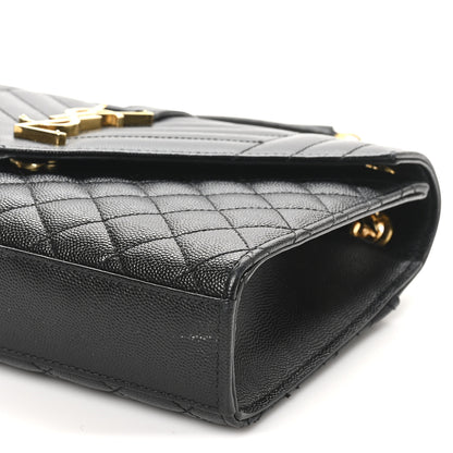 Saint Laurent Grain De Poudre Textured Mixed Matelasse Triquilt Medium Monogram Satchel Black 10 of 10