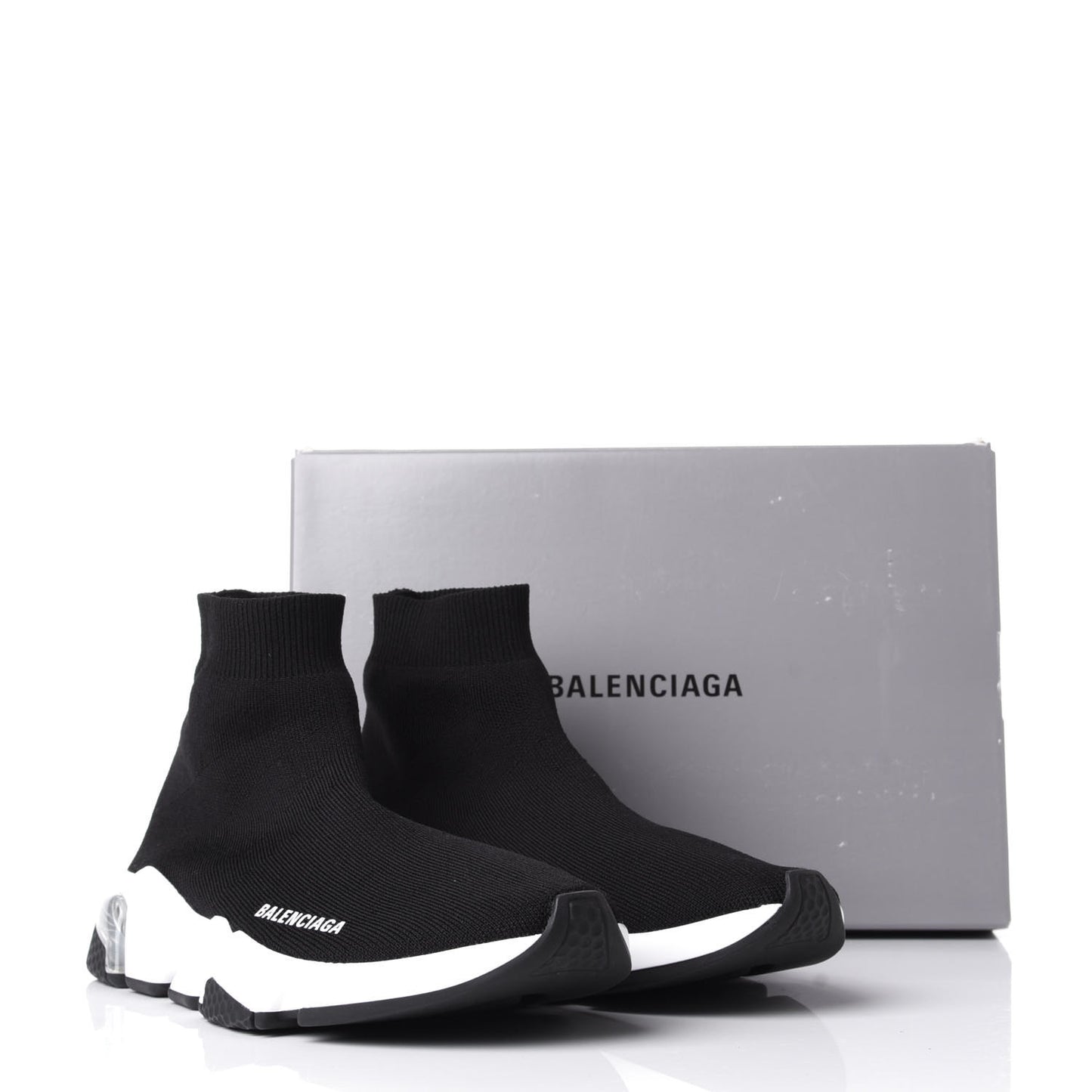 Neoprene Knit Womens Speed Clear Sole Sneakers 41 Black White