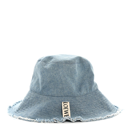 Loewe X PAULA'S IBIZA Denim Frayed Fisherman Bucket Hat 58 Blue 5 of 9