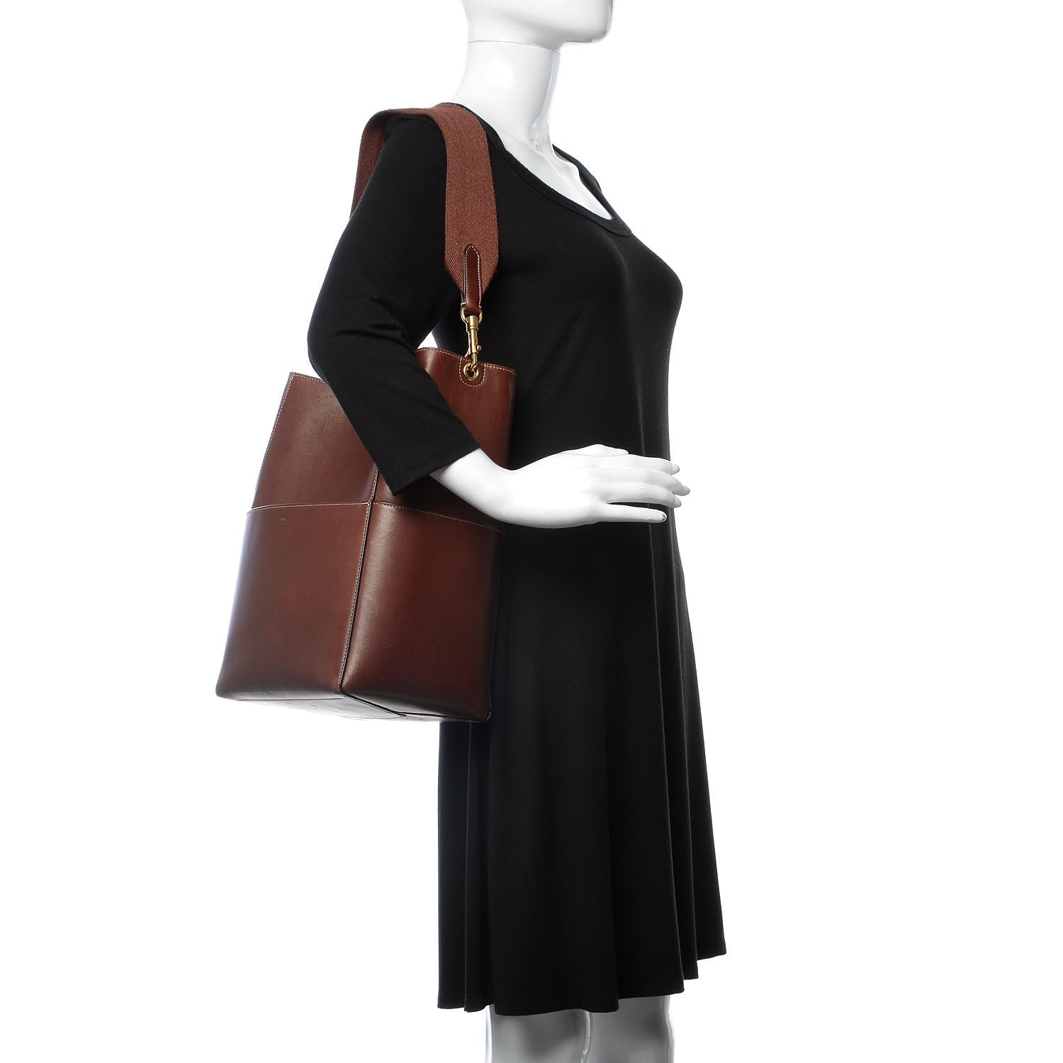 Celine Natural Calfskin Sangle Bucket Bag Burgundy 2 of 22