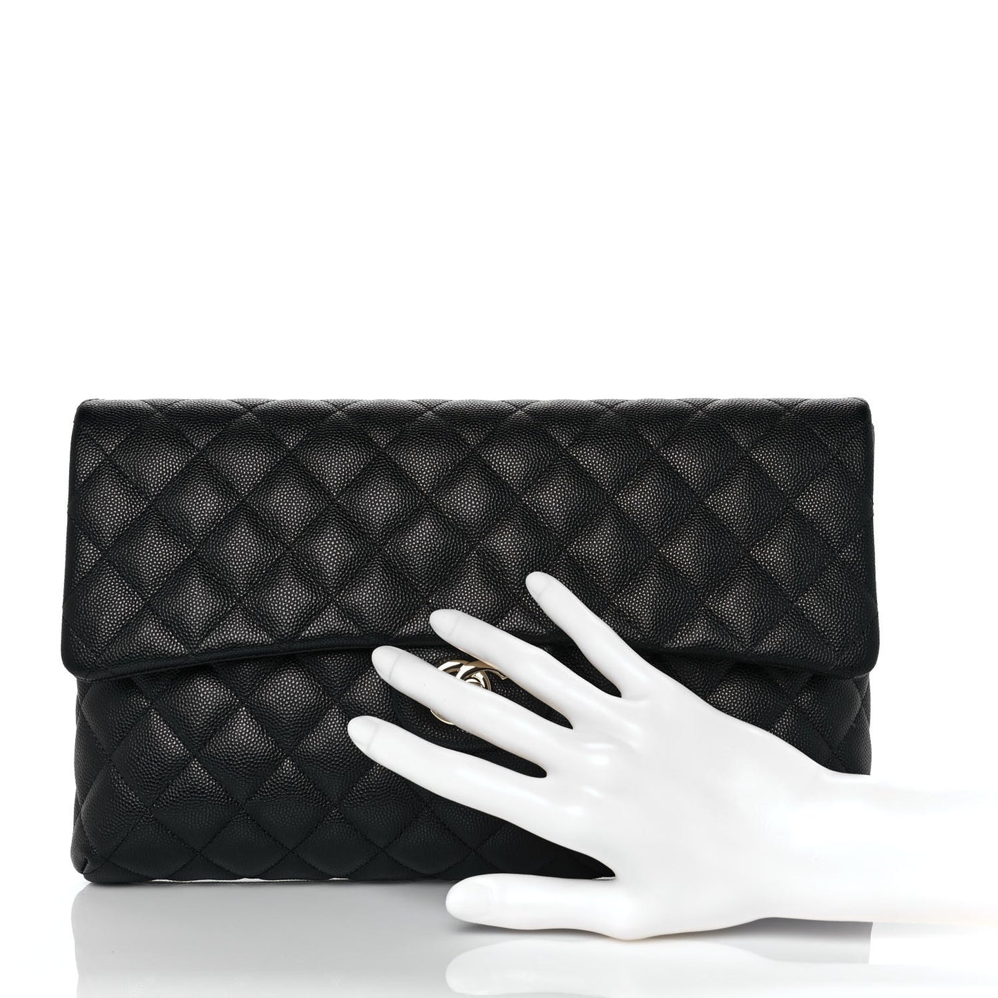 Caviar Quilted Flap Clutch Black