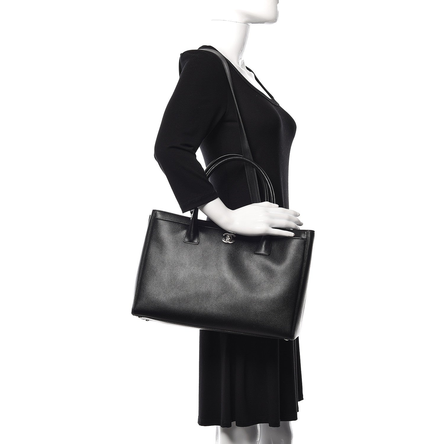 Chanel Calfskin Cerf Executive Shopper Tote Black 2 of 12