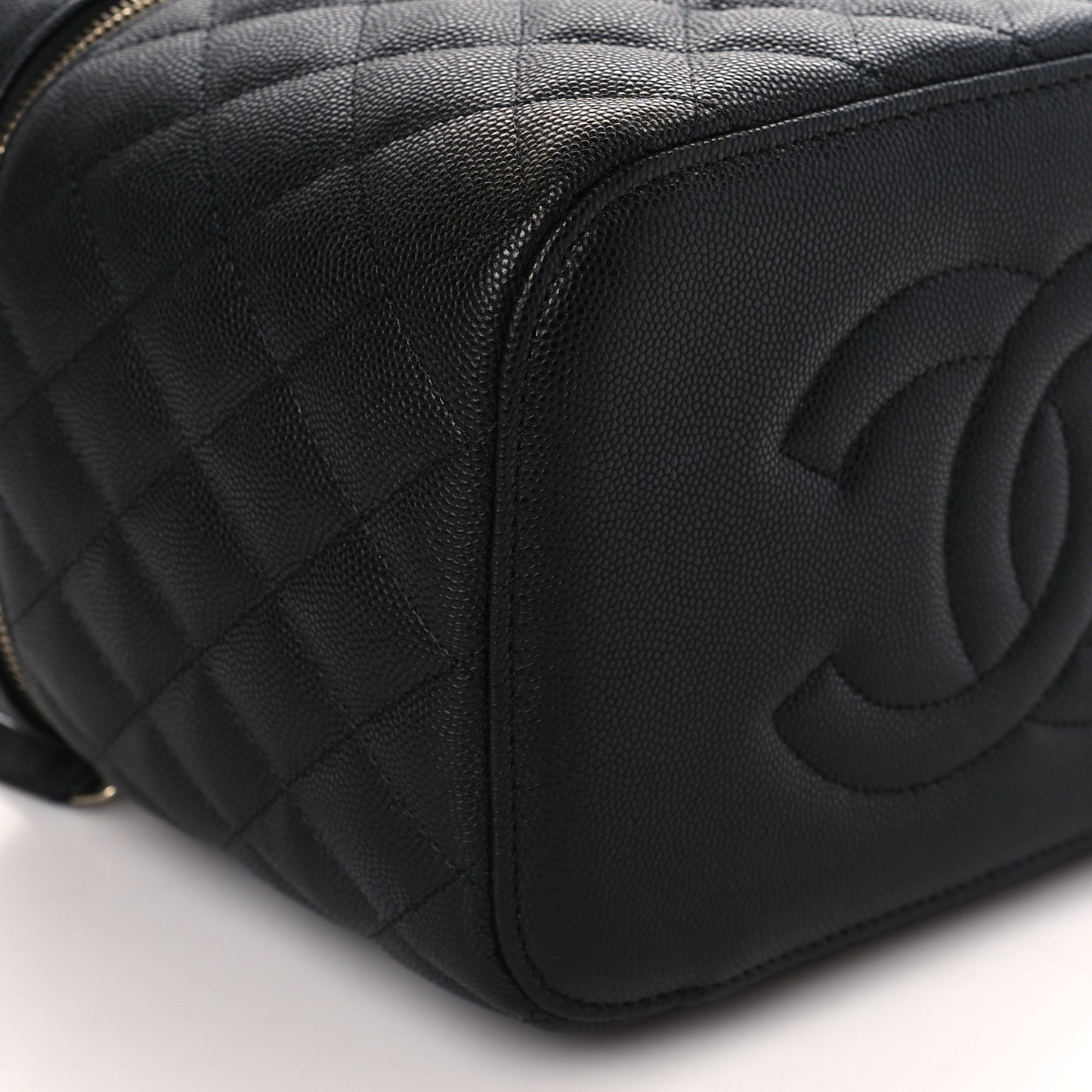 Caviar Quilted Large Vanity Pouch Black