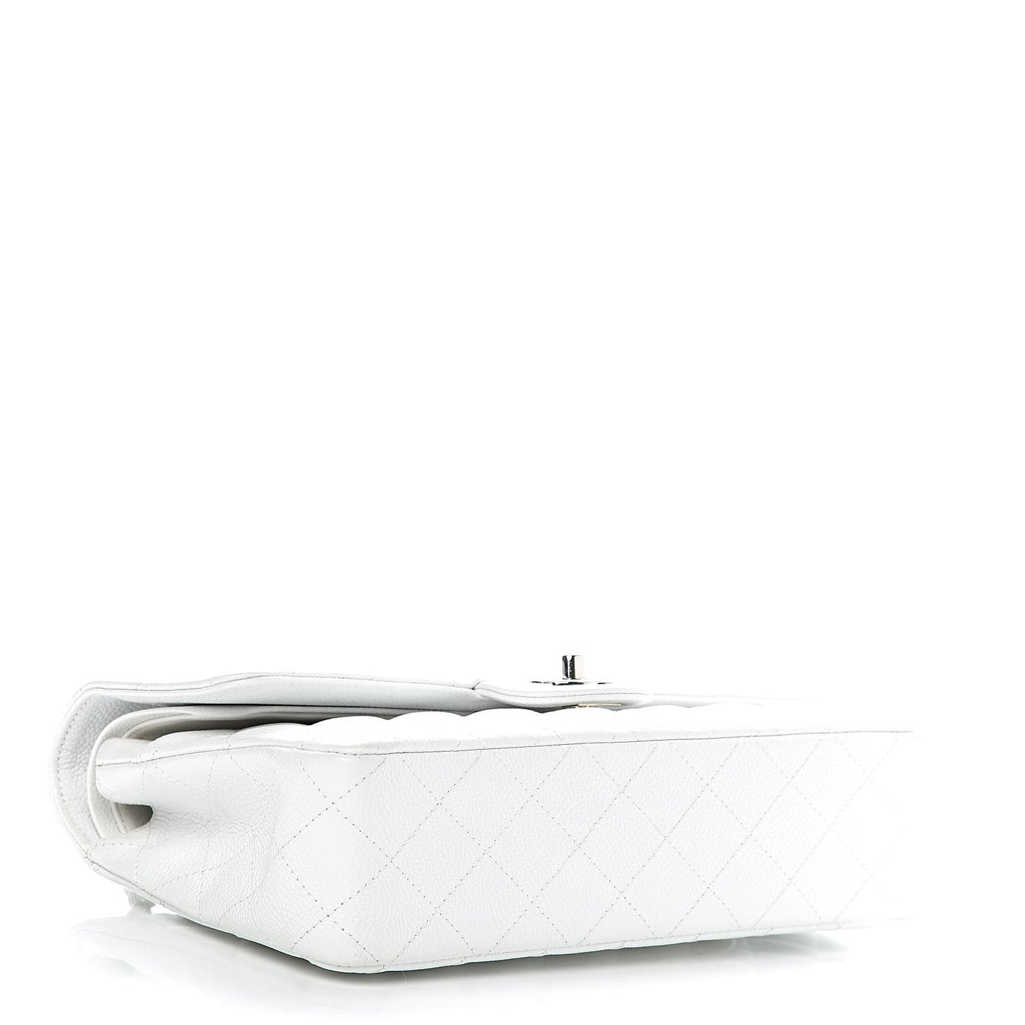 Caviar Quilted Medium Double Flap White