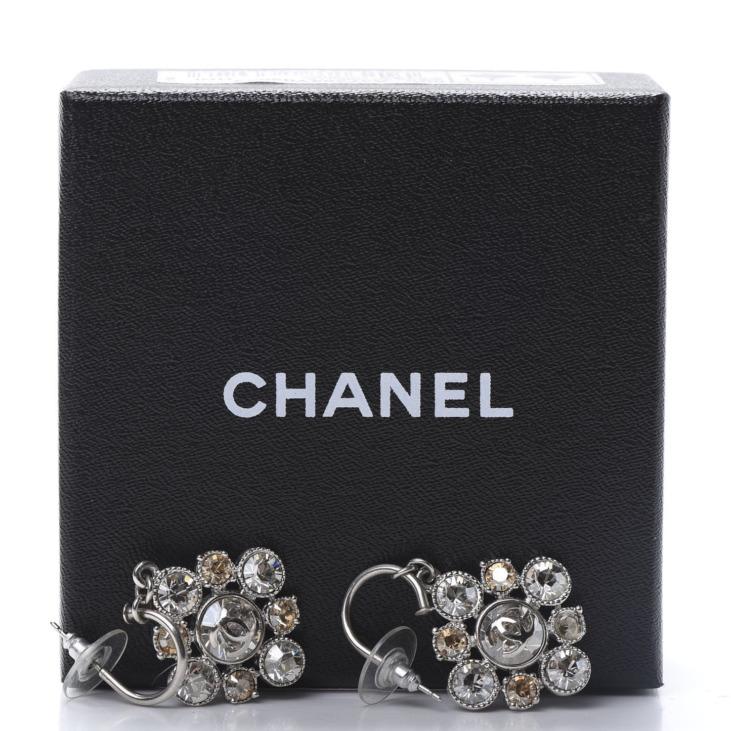 Crystal CC Dangle Earrings Silver