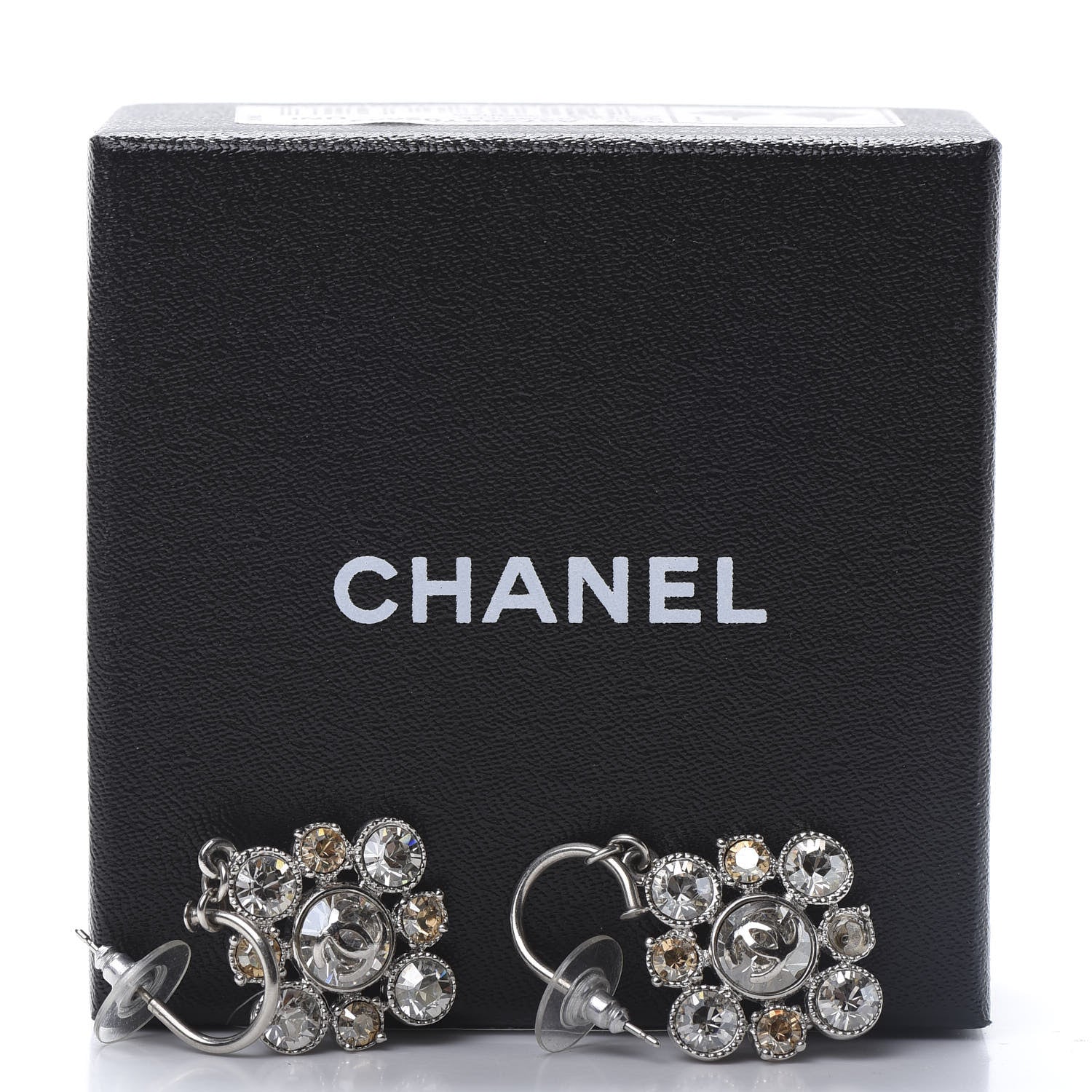 Chanel Crystal CC Dangle Earrings Silver 6 of 6