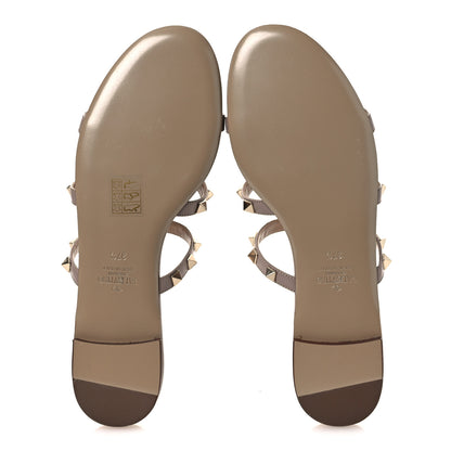 Valentino Garavani Calfskin Rockstud Caged Flat Slide Sandals 37.5 Poudre 7 of 14