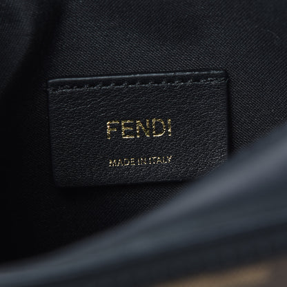 Fendi Glazed Fabric Vitello Century FF 1974 Stamp Patch Mini Camera Case Mogano Panna Black 8 of 12