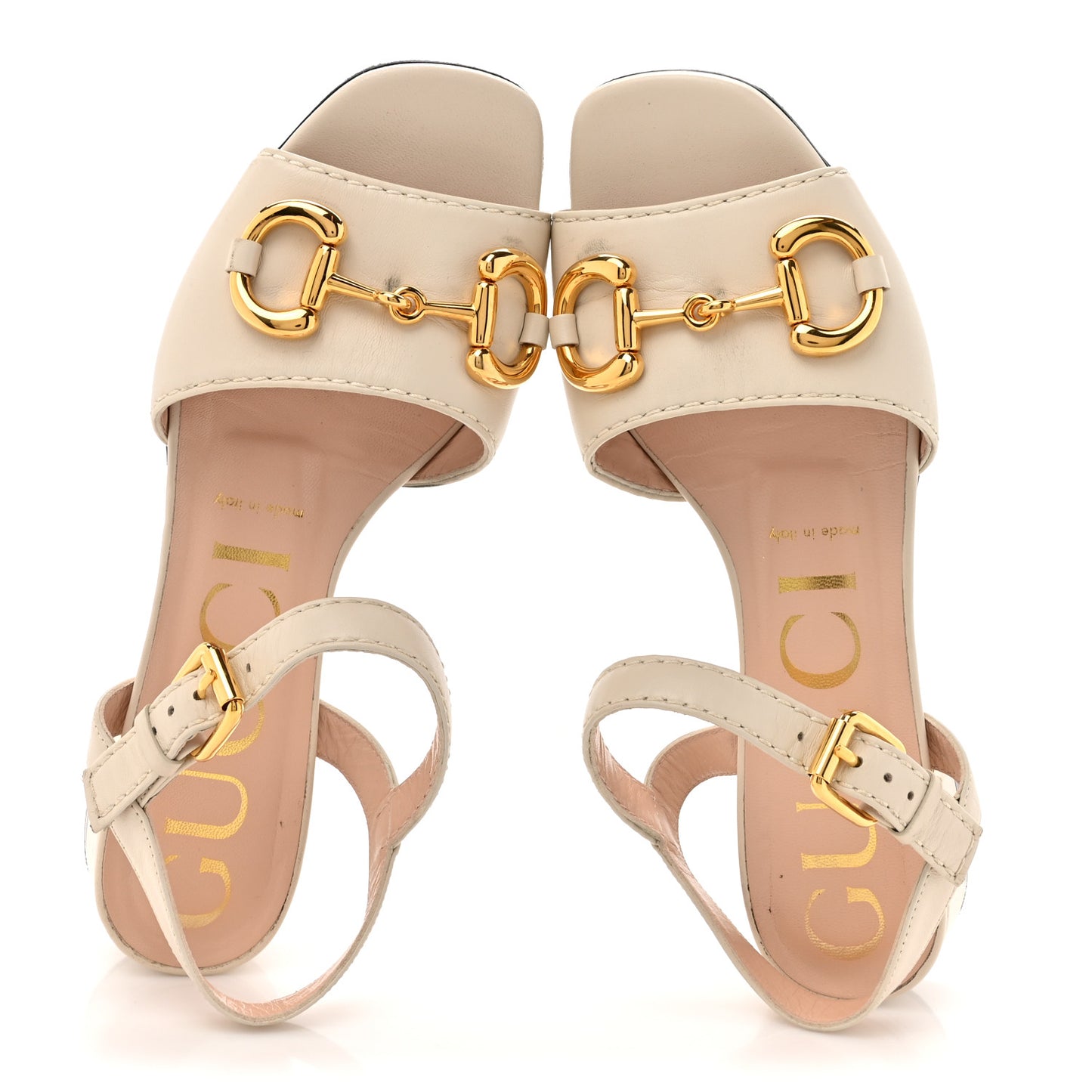 Nappa Charlotte Horsebit Block Heel 45mm Sandals 37 Mystic White