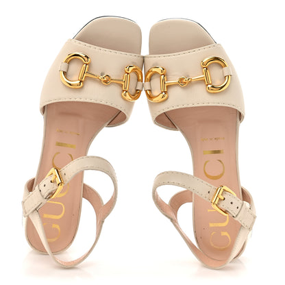 Gucci Nappa Charlotte Horsebit Block Heel 45mm Sandals 37 Mystic White 2 of 13