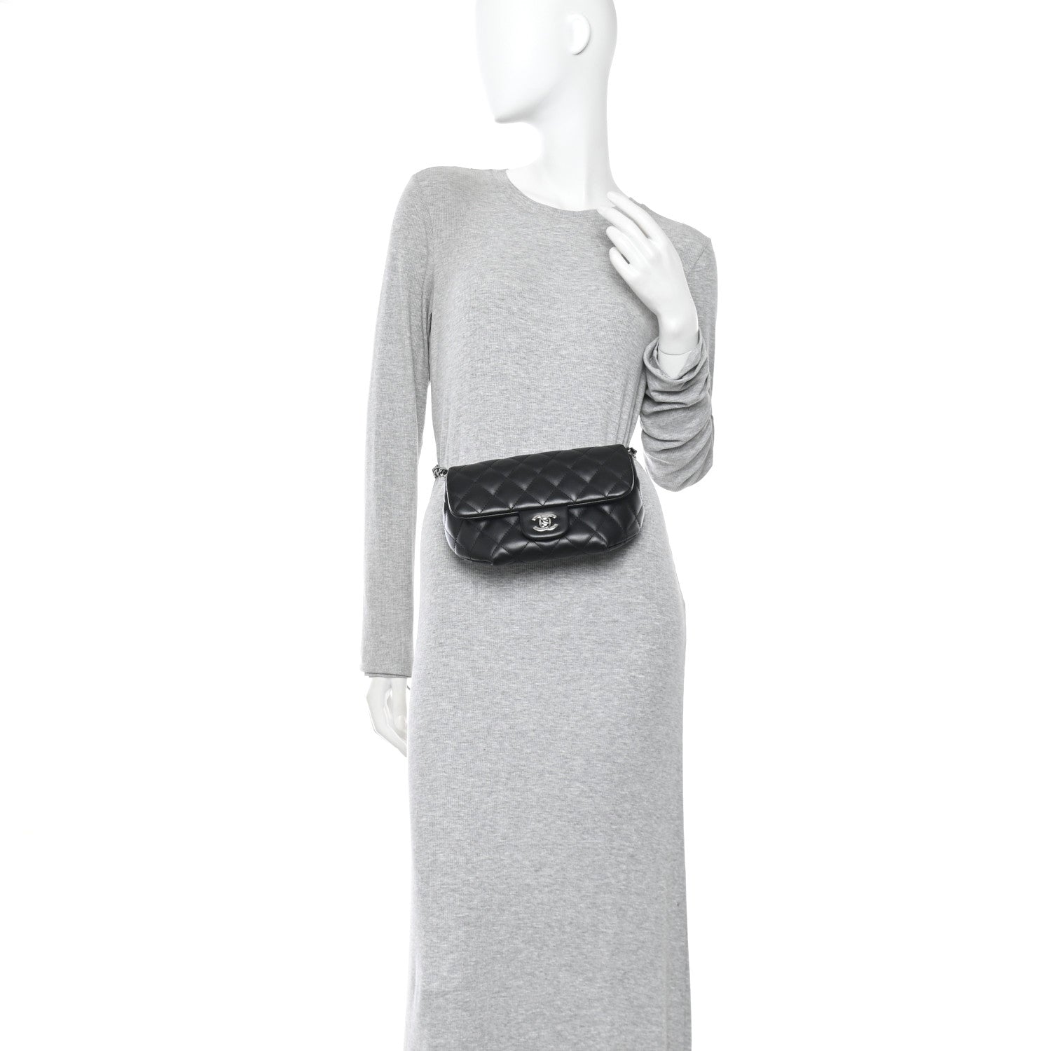 Chanel Calfskin Quilted CC Uniform Flap Belt Bag Black 2 of 16