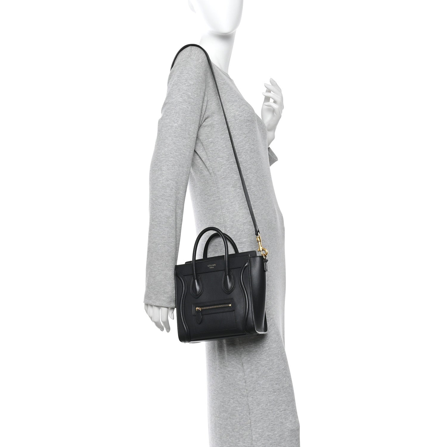 Celine Smooth Calfskin Nano Luggage Black 2 of 10