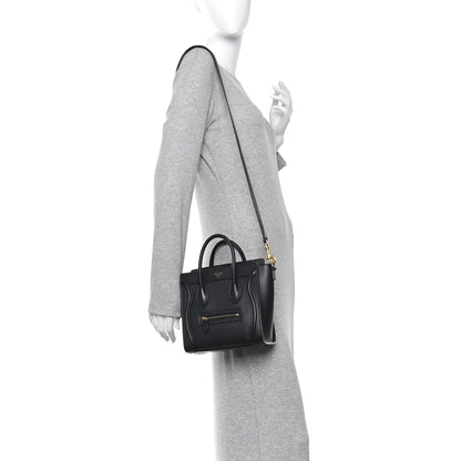Celine Smooth Calfskin Nano Luggage Black 2 of 10