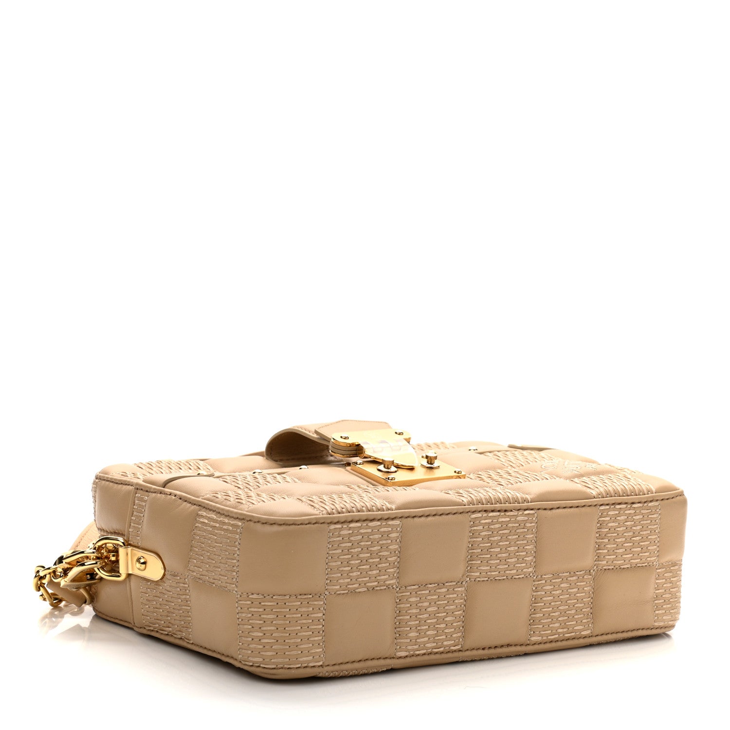 Louis Vuitton Lambskin Damier Quilt Troca MM Cashmere Beige 4 of 9