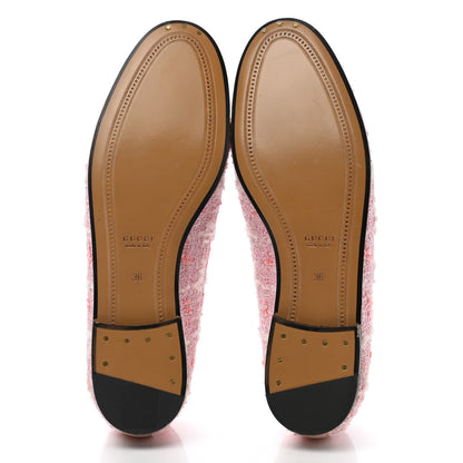 Gucci Wool Tweed Horsebit Womens Jordaan Loafers 36 Pink White Perfect Pink 5 of 11
