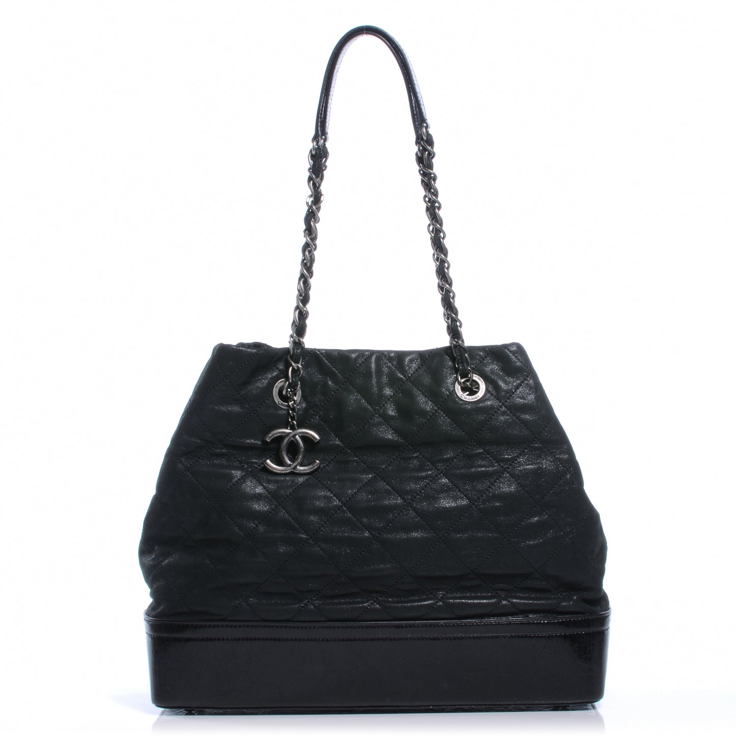 Iridescent Calfskin VIP Shopping Tote Black