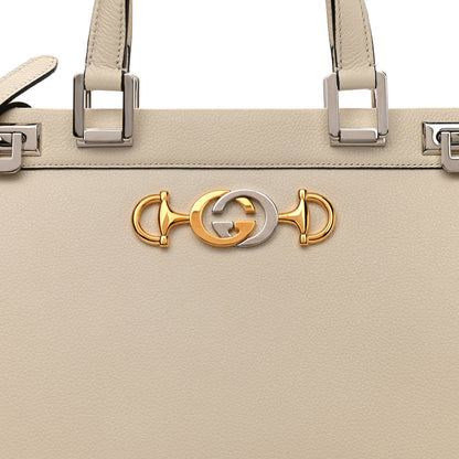 Gucci Grainy Calfskin Medium Zumi Top Handle Bag Mystic White 9 of 11