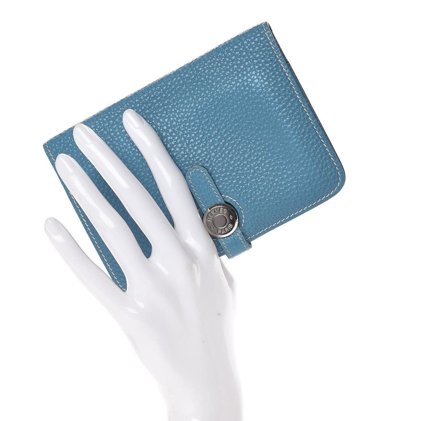 Togo Dogon Compact Wallet Blue Jean