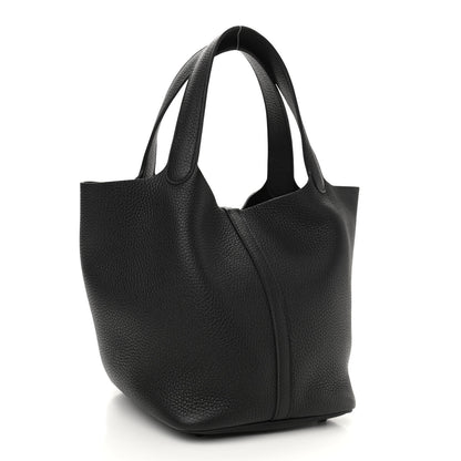 Hermes Taurillon Clemence Monochrome Picotin Lock 22 MM Black 3 of 11