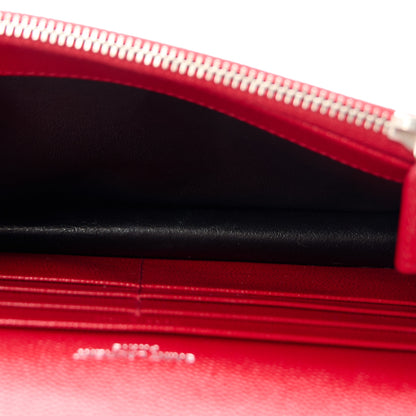 Saint Laurent Grain De Poudre Matelasse Chevron Monogram Envelope Chain Wallet New Red 5 of 9