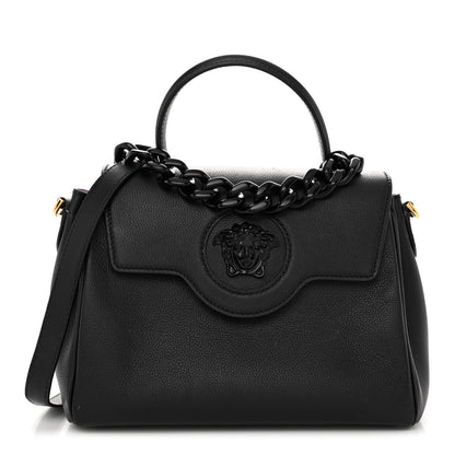 Versace Grained Calfskin La Medusa Top Handle Bag Black Lilac 1 of 10