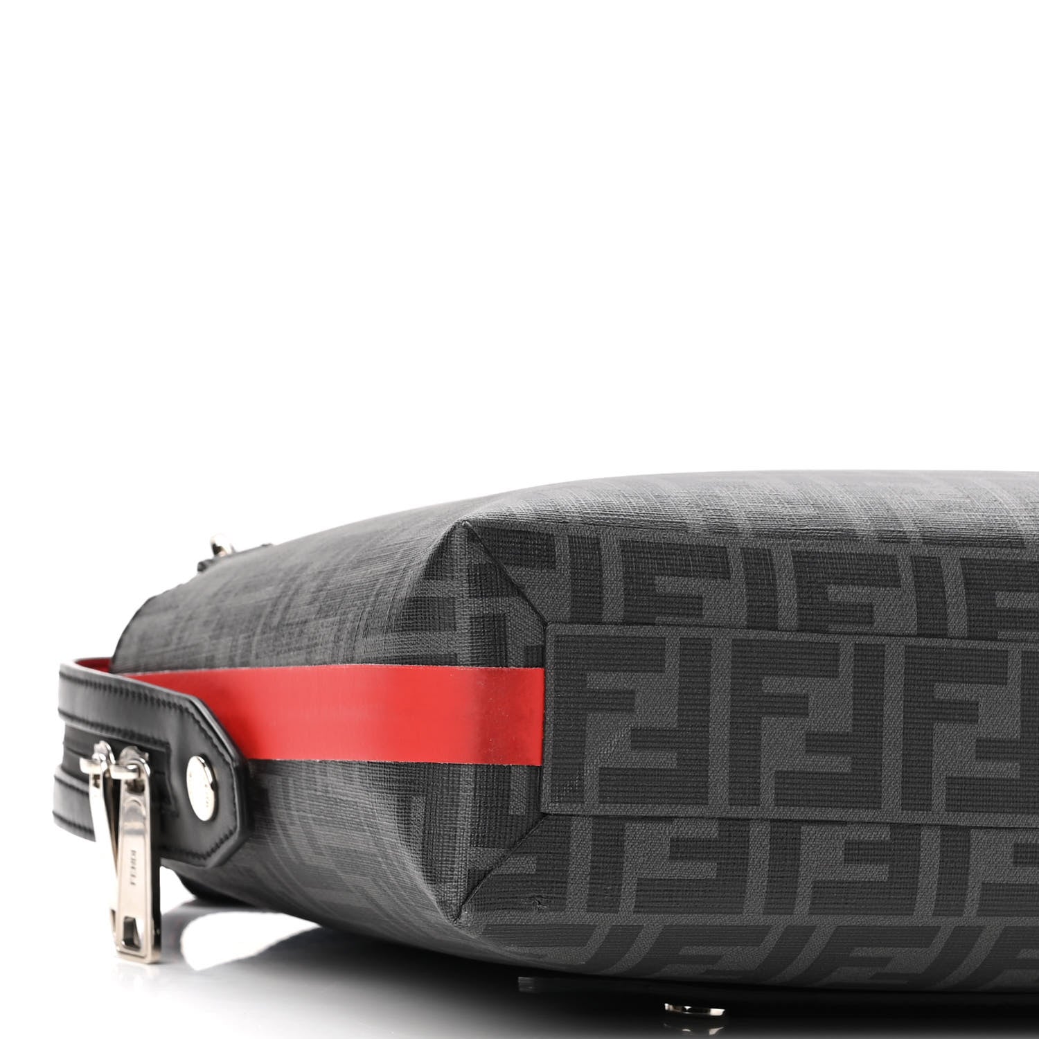 Fendi Glazed Fabric Vitello Grace Century FF 1974 Heat Sealed By The Way Messenger Bag Black Rosso 9 of 11