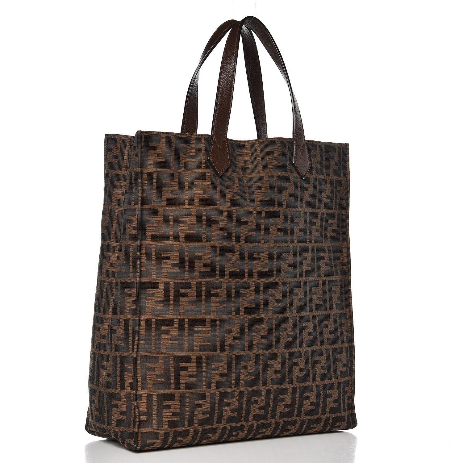 Fendi Zucca Vitello Artic Special Shopping Tote Tobacco Castagna 3 of 7