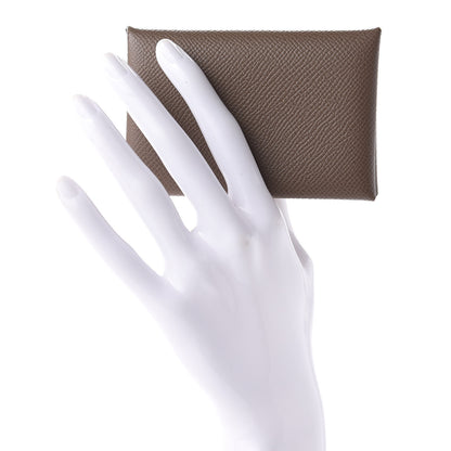 Hermes Epsom Calvi Card Case Etoupe 2 of 13