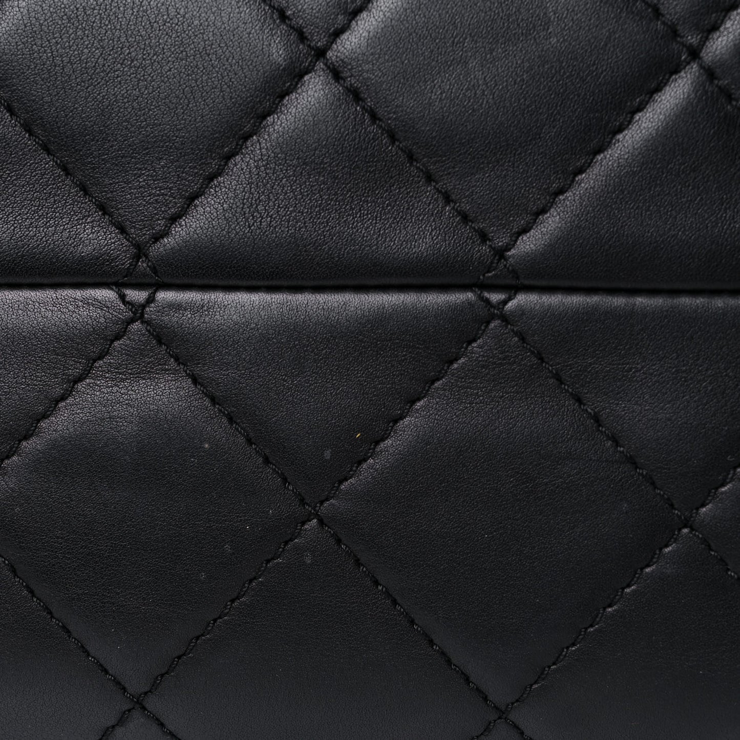 Sheepskin Quilted Chain Handle Large Shopping Tote Black