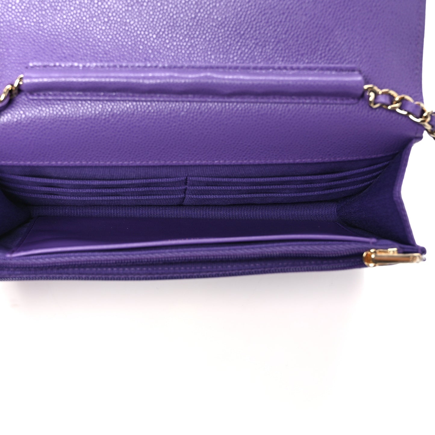 Caviar Quilted Wallet On Chain WOC Purple
