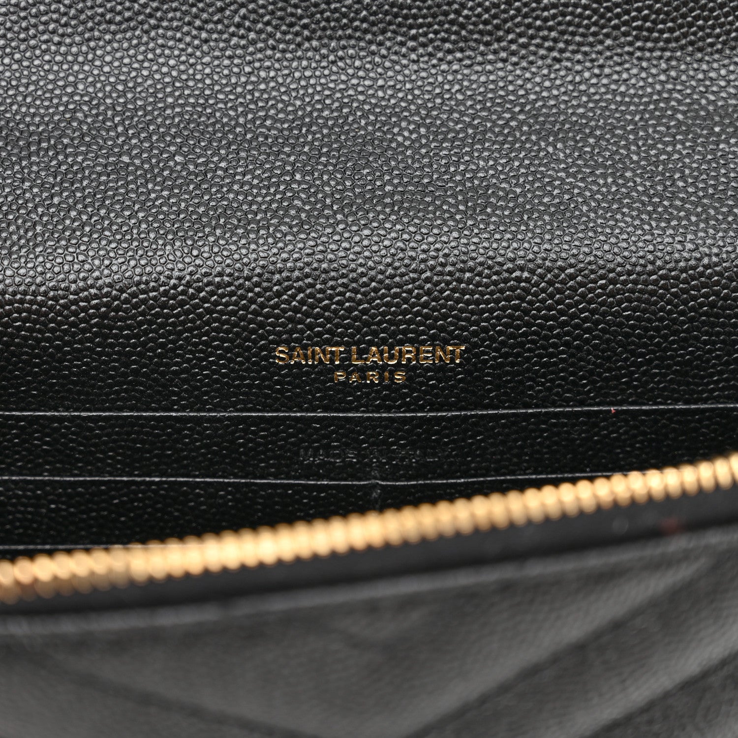 Saint Laurent Grain De Poudre Matelasse Chevron Monogram Envelope Chain Wallet Black 6 of 10