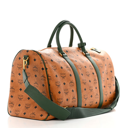MCM Visetos Medium Traveler Weekender Duffle Bag Cognac Green 2 of 9
