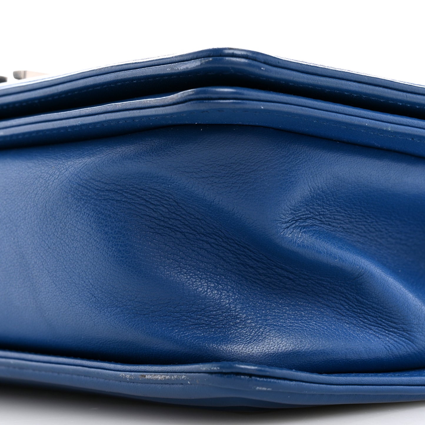 Calfskin Chevron Quilted Medium Boy Flap Blue