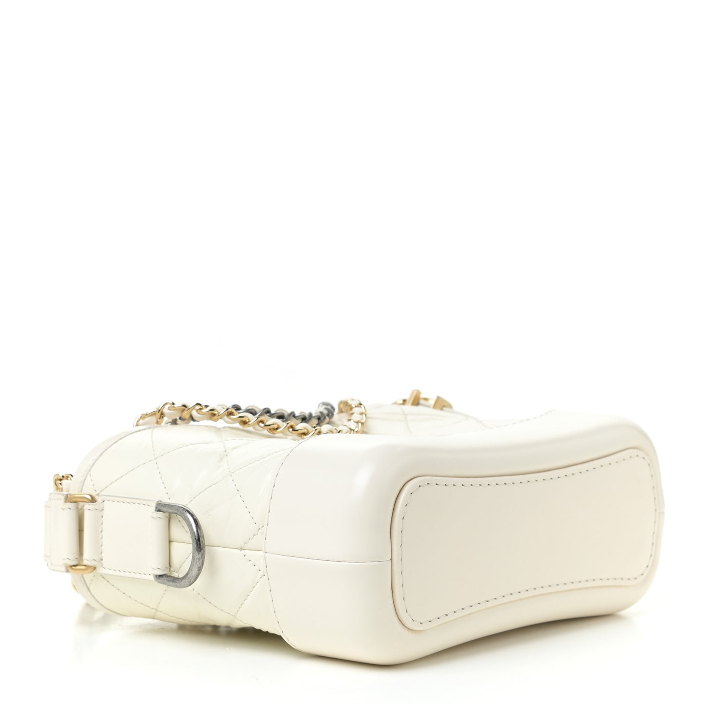 Aged Calfskin Quilted Small Gabrielle Hobo White