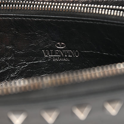 Valentino Garavani Craquele Calfskin Rockstud Zip Around Wallet Black 6 of 10