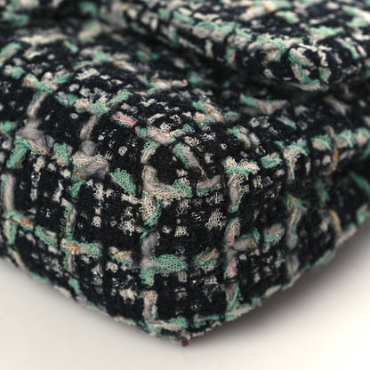 Chanel Tweed Quilted Medium Double Flap Black White Green 9 of 9