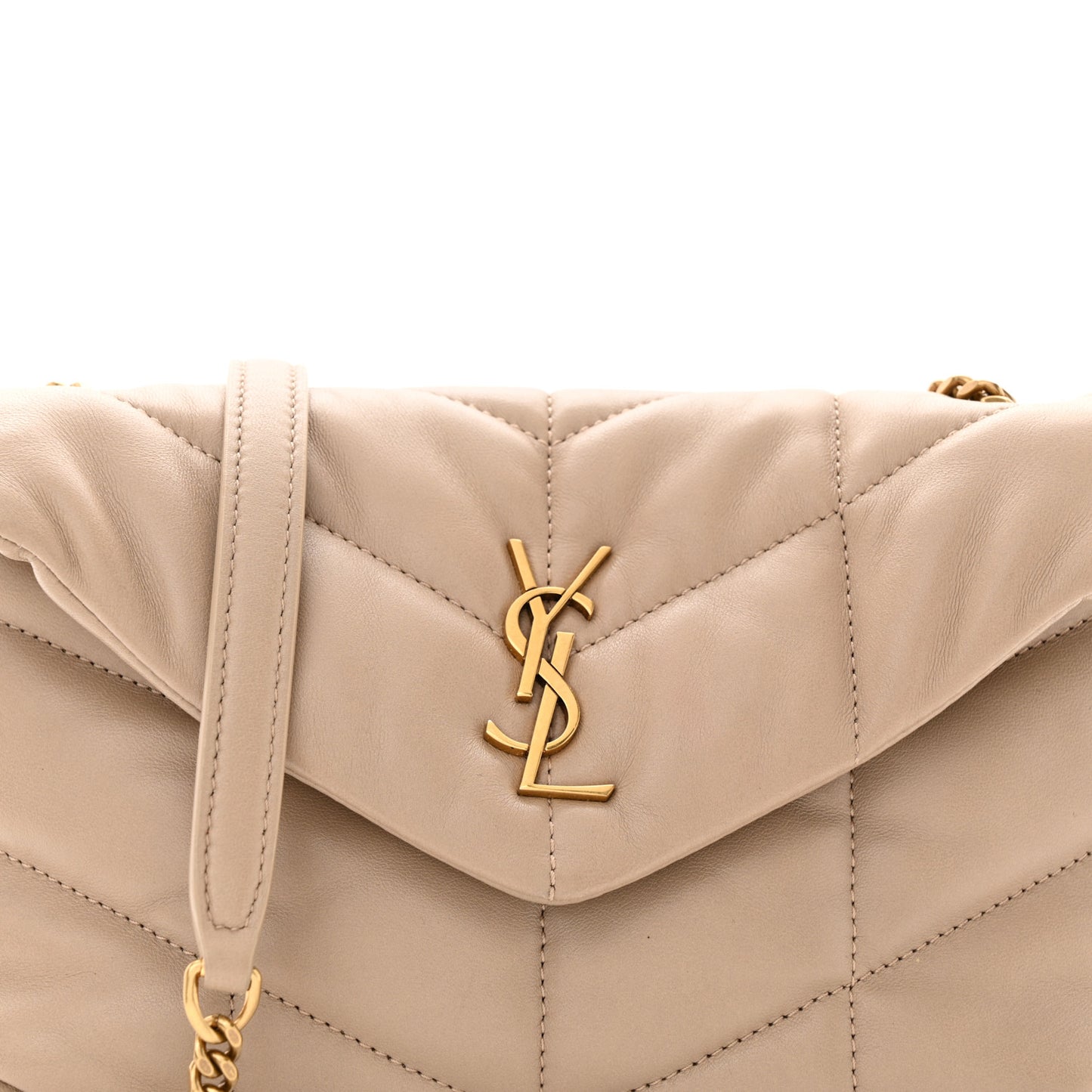 Lambskin Quilted Toy Loulou Puffer Monogram Chain Satchel Nude Powder