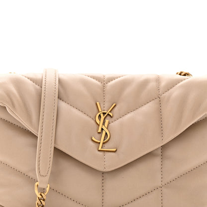 Saint Laurent Lambskin Quilted Toy Loulou Puffer Monogram Chain Satchel Nude Powder 8 of 11