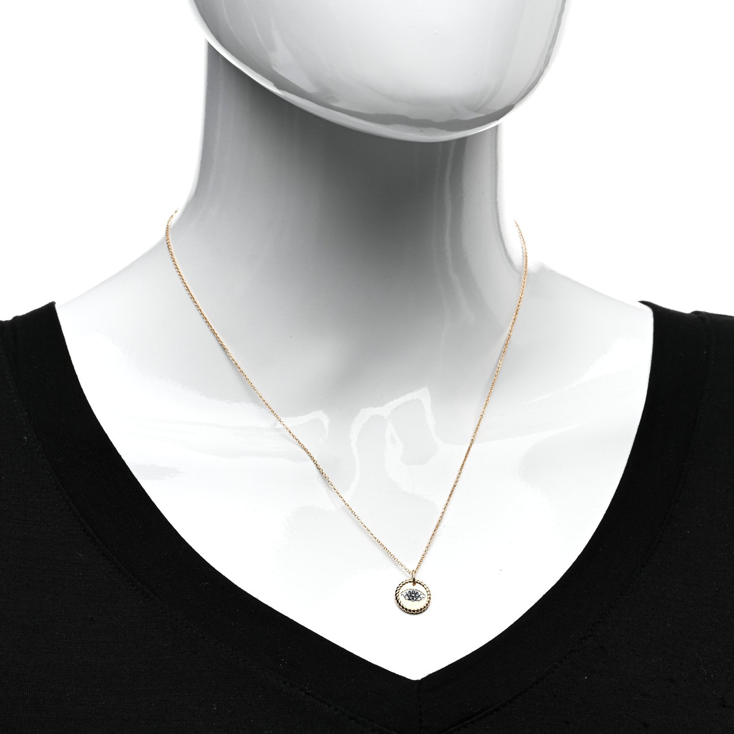 18K Yellow Gold Blue Sapphire Diamond Evil Eye Necklace