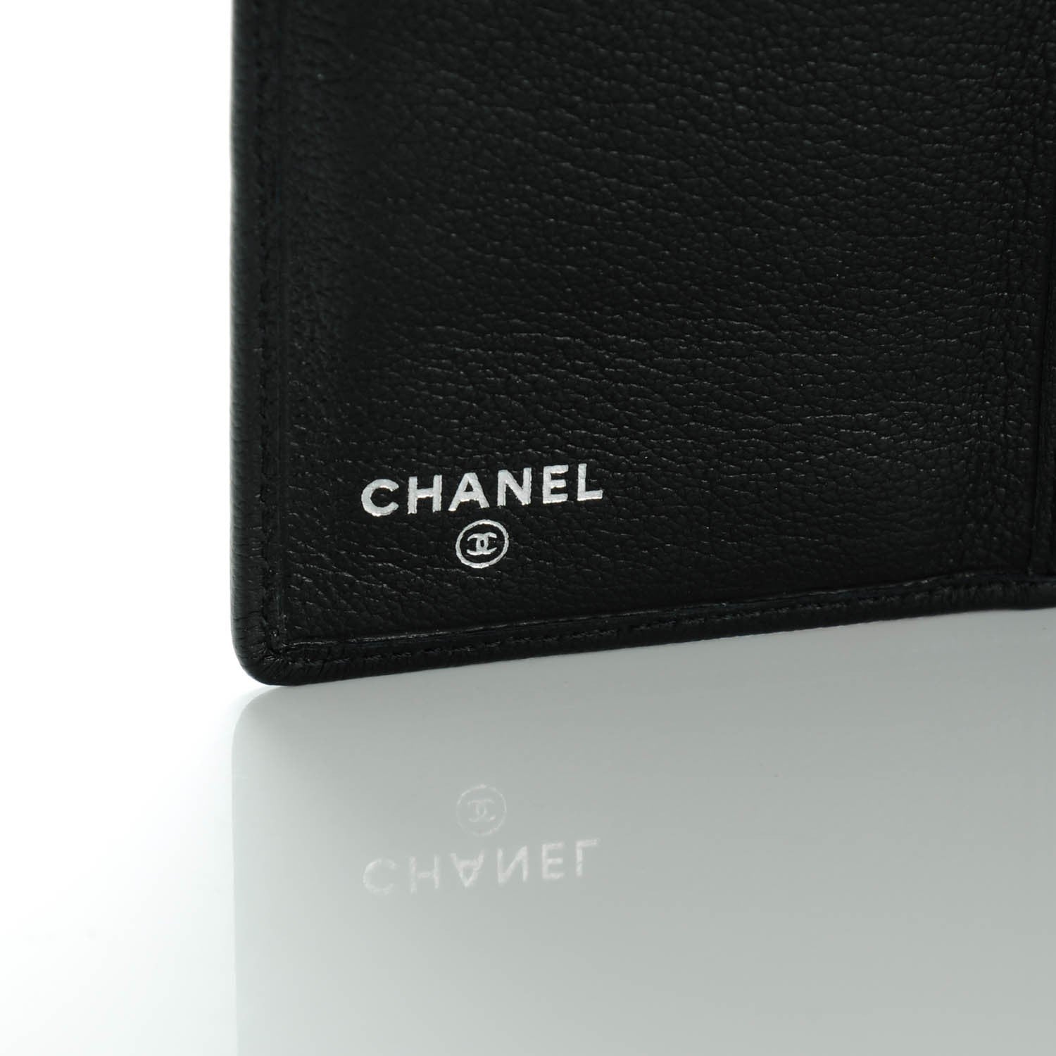 Chanel Goatskin Camellia Embossed Yen Wallet Black 6 of 8