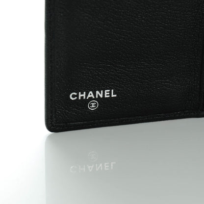 Chanel Goatskin Camellia Embossed Yen Wallet Black 6 of 8