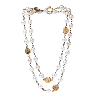 Chanel Pearl CC Medallion Long Necklace Gold 2 of 4